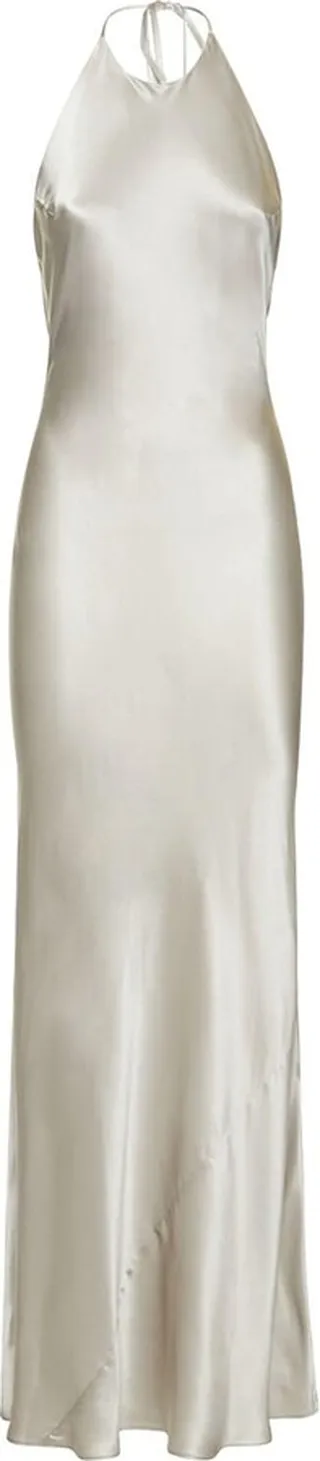 Jeany silk satin open back midi dress