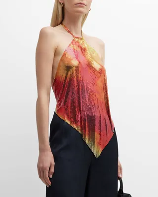 Blur Print Chainmail Halter Top