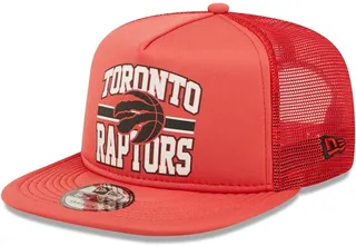 Men's New Era Red Toronto Raptors Logo A-Frame 9Fifty Trucker Snapback Hat