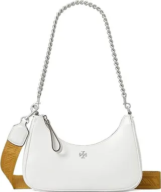 Tory Burch Mercer Spazzolato Small Shoulder Bag (White) Handbags