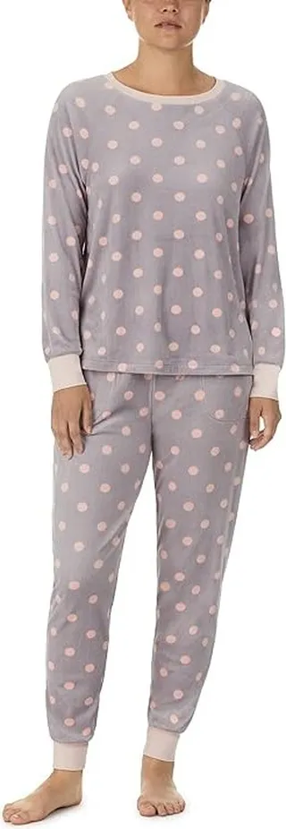 Kate Spade New York Stretch Velour Joggers PJ Set (Grey Dot) Women's Pajama Sets