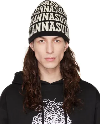 Anna Sui SSENSE Exclusive Black Logo Beanie