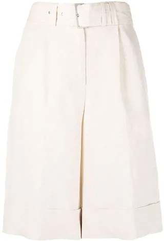 Belted Wide-Leg Linen Shorts