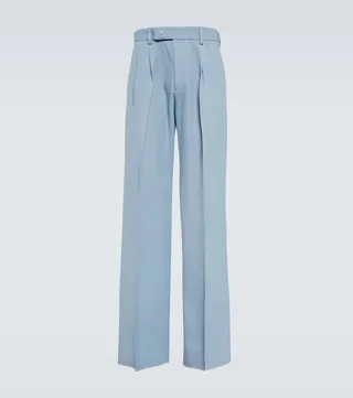 Wide-leg twill pants