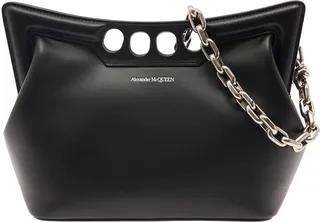 The Peak Small Tote Bag In Black Leather Woman