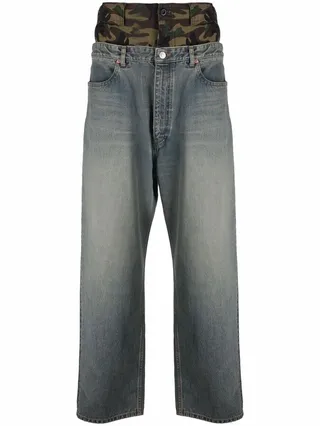 Layered Wide-Leg Jeans