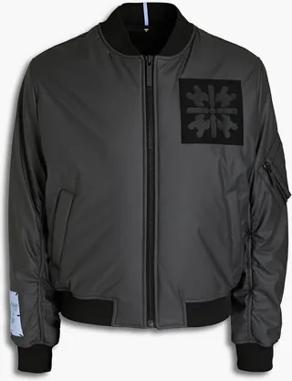 Appliquéd shell bomber jacket