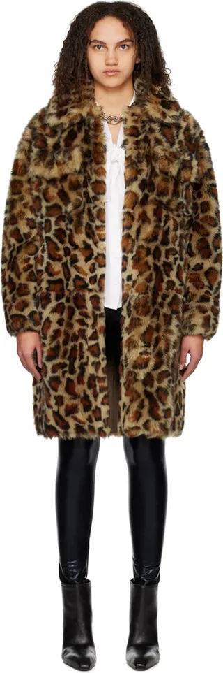 Yves Salomon - Meteo Brown Leopard Reversible Fur Coat