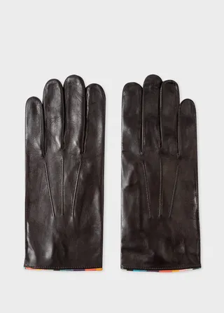 Dark Brown Gloves With 'Artist Stripe' Piping