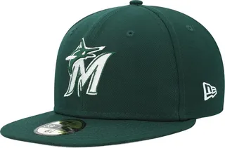 Men's New Era Green Miami Marlins Logo White 59FIFTY Fitted Hat