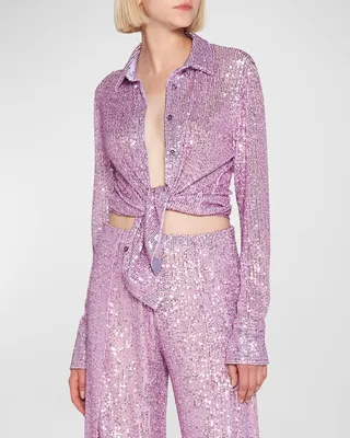 Sequined Button-Down Shirt