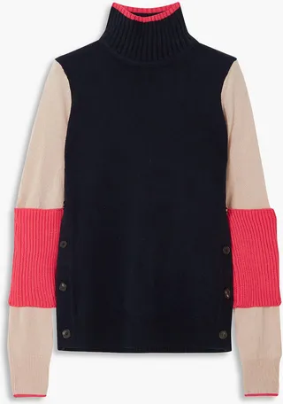 Leyta color-block wool and cashmere-blend turtleneck sweater