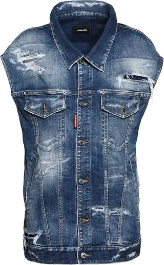 Distressed oversized denim vest