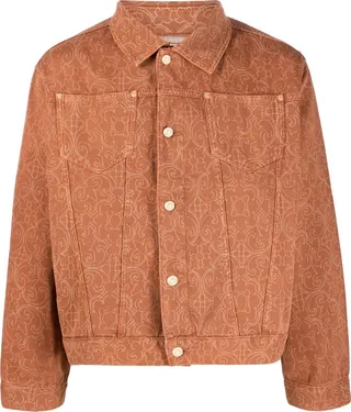 DROLE DE MONSIEUR- Denim Jacket With Floral Pattern