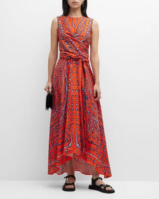 Pembina Butterfly Wing-Print Belted High-Low Dress
