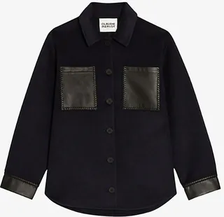 Womens Bleus Gaelle Contrast Patch Pocket Wool-blend Coat