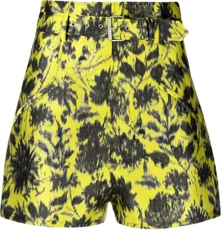 Floral-Print Belted Shorts