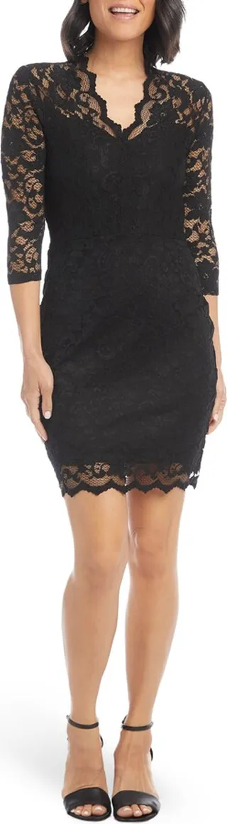 Scalloped Lace Cocktail Dress