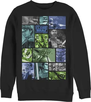 Men's Star Wars: The Clone Wars Group Shot Panels Sweatshirt - Black - Medium