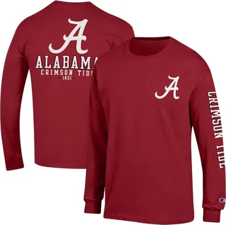 Men's Champion Crimson Alabama Crimson Tide Team Stack 3-Hit Long Sleeve T-shirt