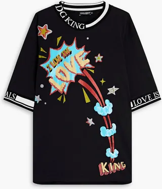 Glittered printed cotton-jersey T-shirt