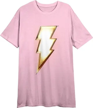 Shazam! Lightning Bolt Women’s Pink T-Shirt-Medium