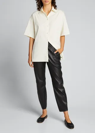 High-Waist Leather Joggers