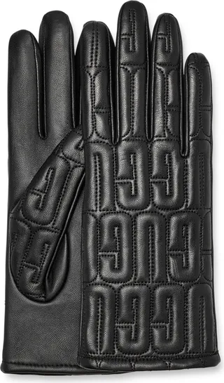 Leather Quilted Logo Glove