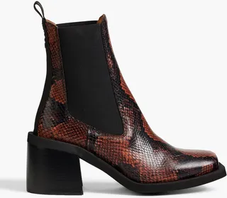 Snake-effect leather Chelsea boots
