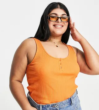 ASOS DESIGN Curve button front tank top in rust