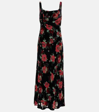 Benedict floral silk-blend velvet midi dress