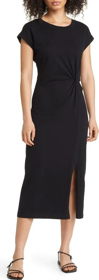 Twist Waist Organic Cotton Midi T-Shirt Dress
