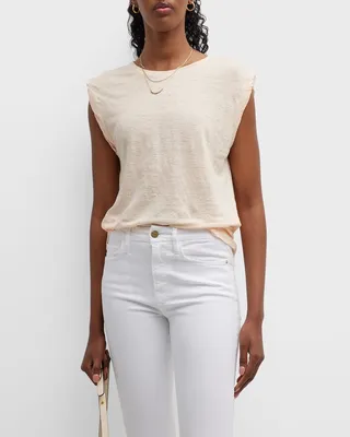 Rolled Linen Muscle Tee
