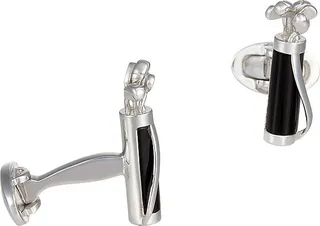 Golf Bag Rhodium-Plated Black Onyx Cufflinks