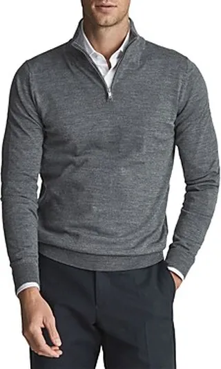 Reiss Blackhall Merino Funnel Neck Half Zip Pullover
