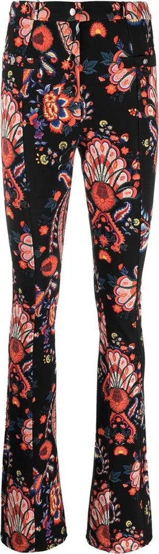 Floral Print High-Waisted Trousers