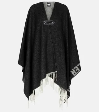 Wool-blend blanket cape