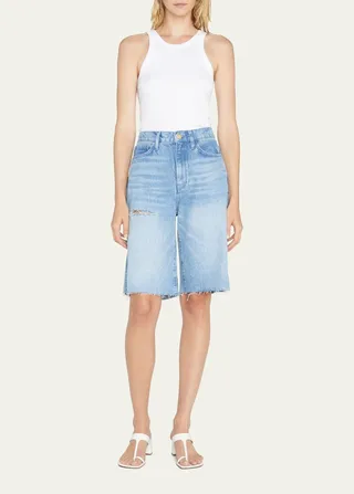 Rancho Distressed Denim Bermuda Shorts
