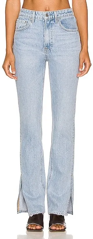 GRLFRND Harlow High Rise Boot Slit in Blue