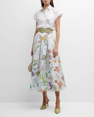 This Way That Way Floral-Print Midi Shirtdress