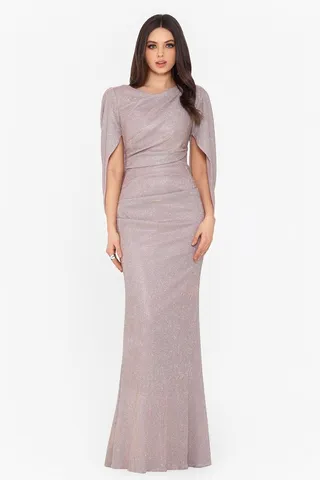 Glitter Knit Drape Back Gown