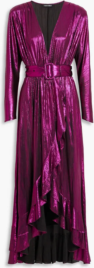Wayne metallic jersey midi wrap dress