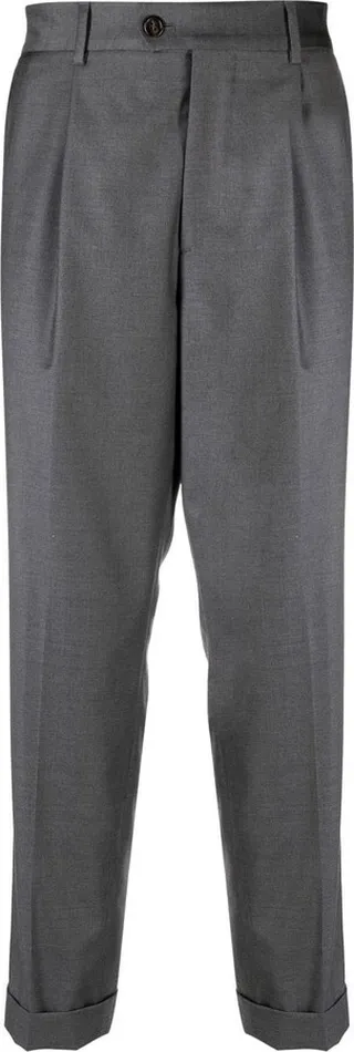 Pleat-Detail Wool Tapered Trousers