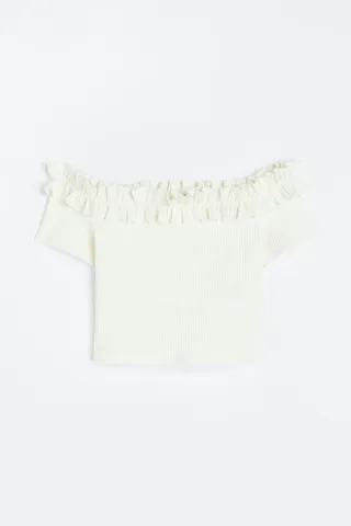Ruffle-trimmed Off-the-shoulder Top