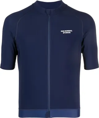 logo-print zip-up T-shirt