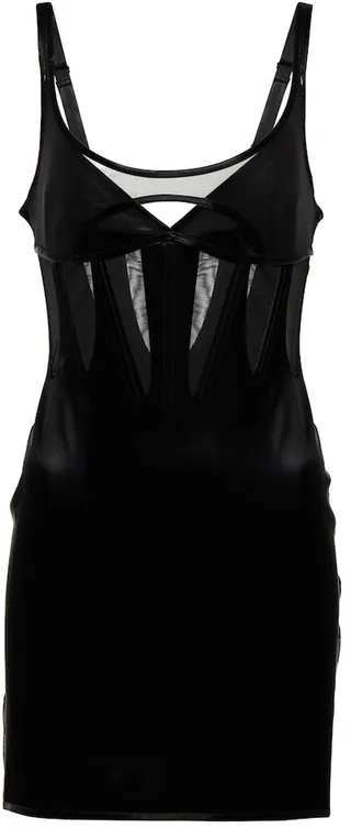 Mesh-paneled bustier minidress
