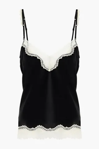 Lace-trimmed stretch-silk satin camisole