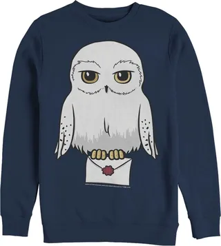 Men's Harry Potter Cartoon Hedwig Letter Sweatshirt - Navy Blue - Medium