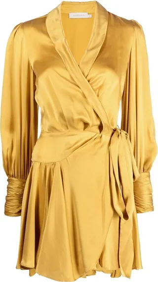 Satin-Finish Side-Tie Fastening Dress