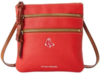 Women's Dooney & Bourke Boston Red Sox Pebble Triple-Zip Core Crossbody Purse